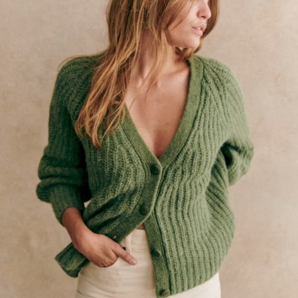 Sezane Basile Cardigan Sweater Olive Green NWOT - Picture 5 of 5